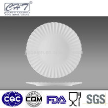 10'' flat white ceramic porcelain plate with straight line